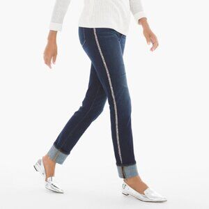 Chico's Women's So Slimming Side-Embellished Girlfriend Ankle Jeans